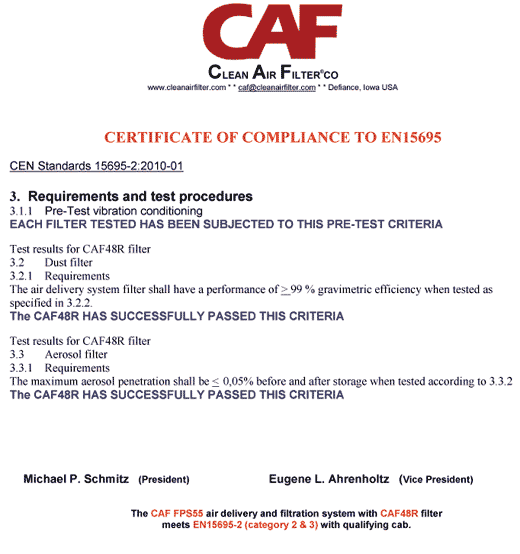 certificat pressurisation tracteur - DDPA